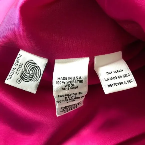 Jones New York Vintage 90s Magenta Pink Wool Collarless Blazer Size 10 - Picture 10 of 11